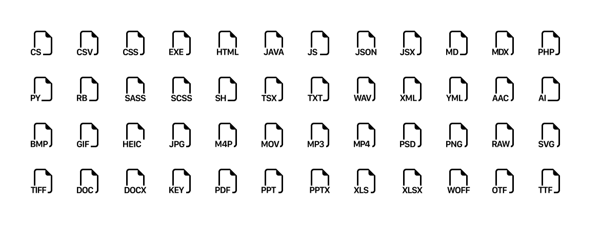 Новые иконы типов файлов в v1.8.0
